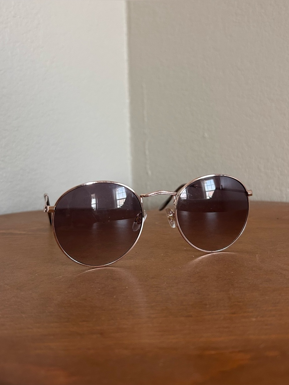 Target Rose Gold Round Metal Sunglasses with Brown Gradient Lenses